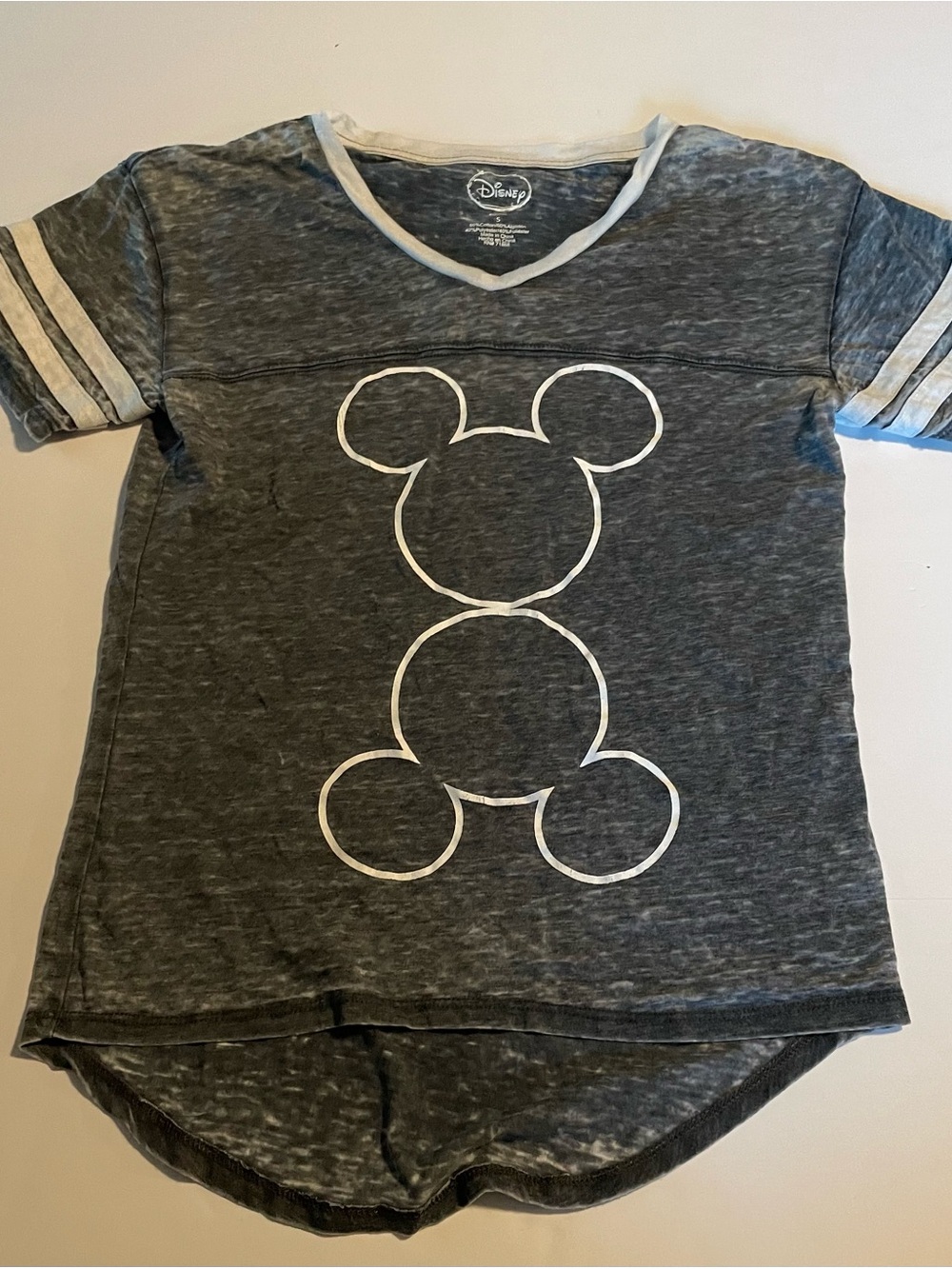 Disney Gray Short-Sleeve Mickey Outline Tee with White Trim